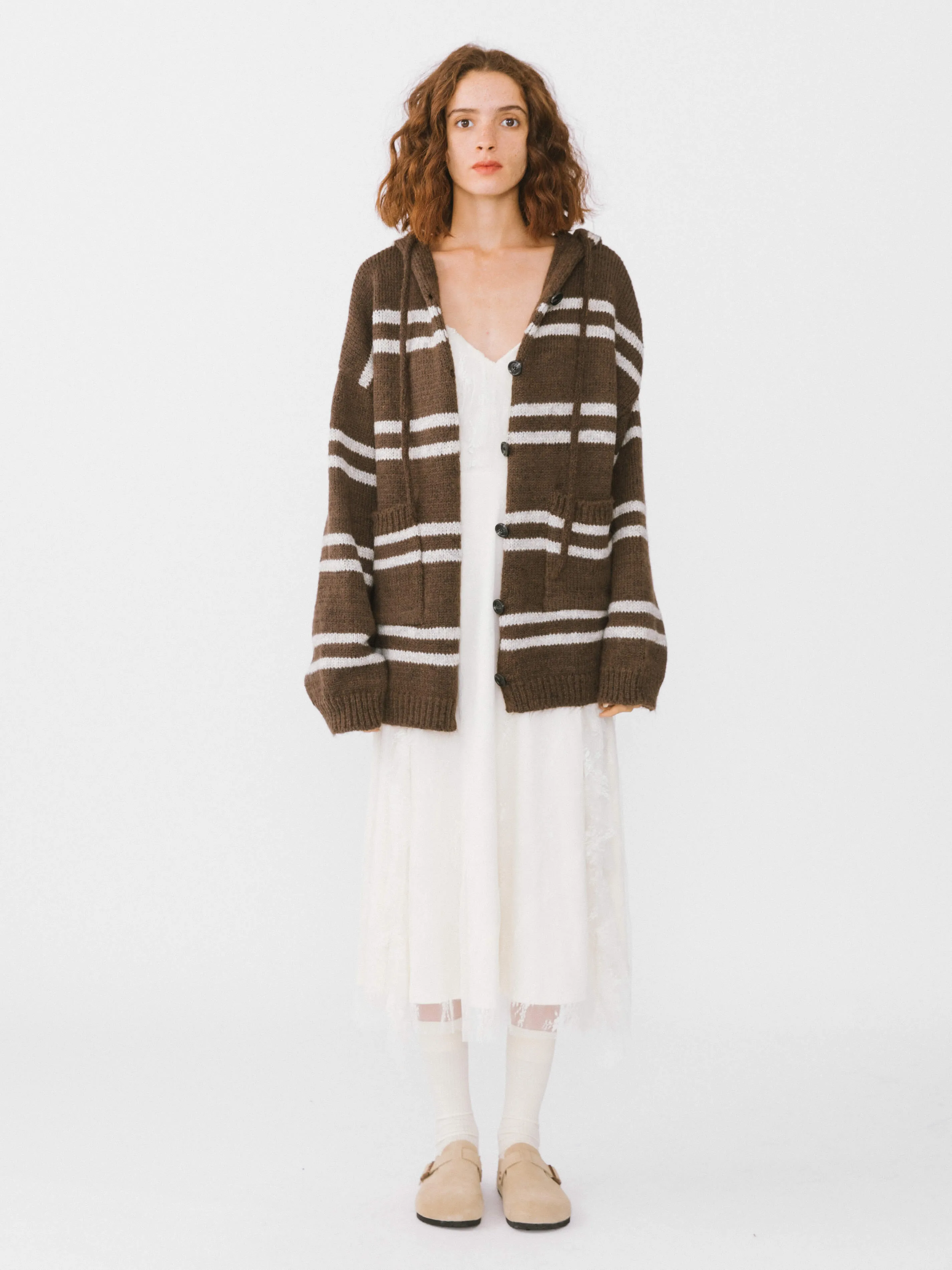 Striped Hooded Cardigan
