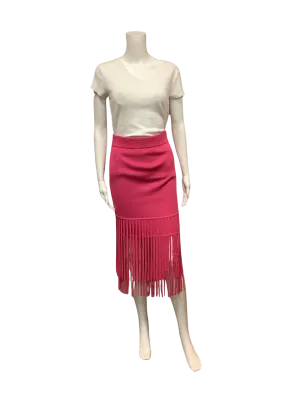 Toccin Women's Skirt Pink Knit Fringe Midi Size: S W/Tags