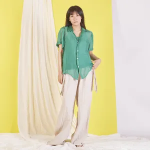 Wholesale silk chiffon blouse with short sleeves
