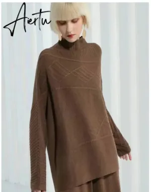 Women Knitted Cashmere Pullover Sweater, Female Oversized Fall Winter Top.