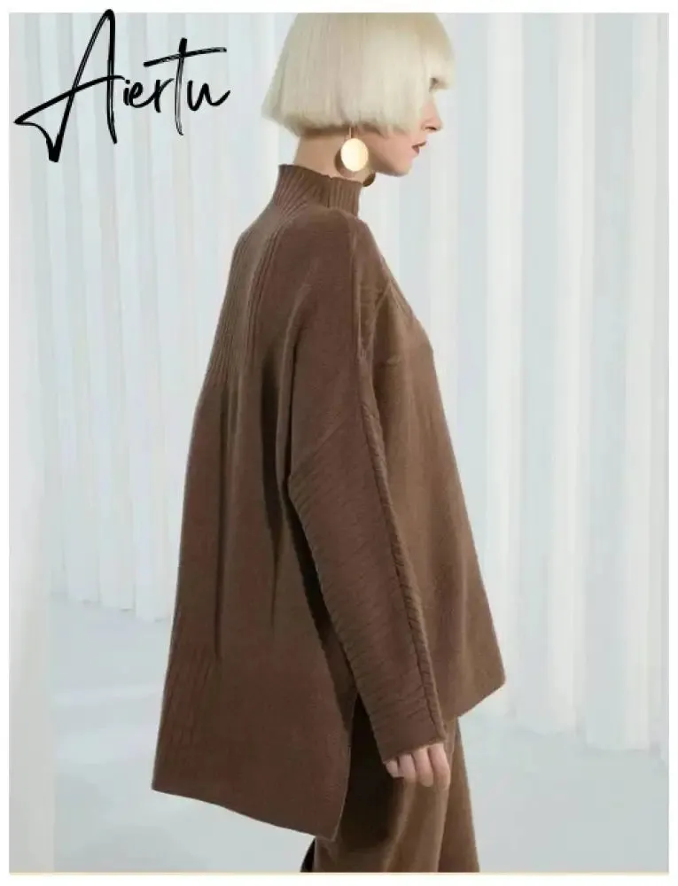 Women Knitted Cashmere Pullover Sweater, Female Oversized Fall Winter Top.