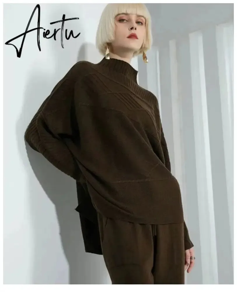 Women Knitted Cashmere Pullover Sweater, Female Oversized Fall Winter Top.