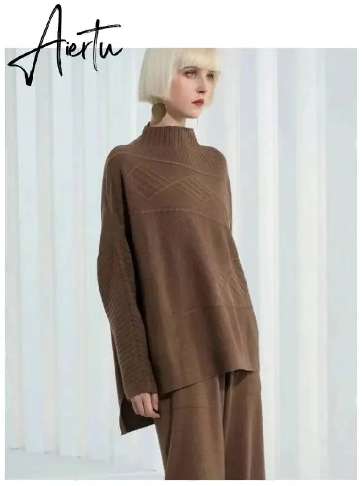 Women Knitted Cashmere Pullover Sweater, Female Oversized Fall Winter Top.