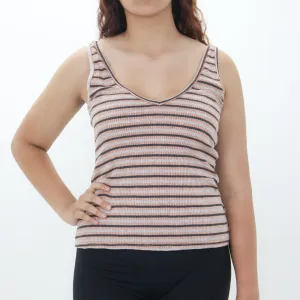 Women's V-Neck Striped Top,Multi