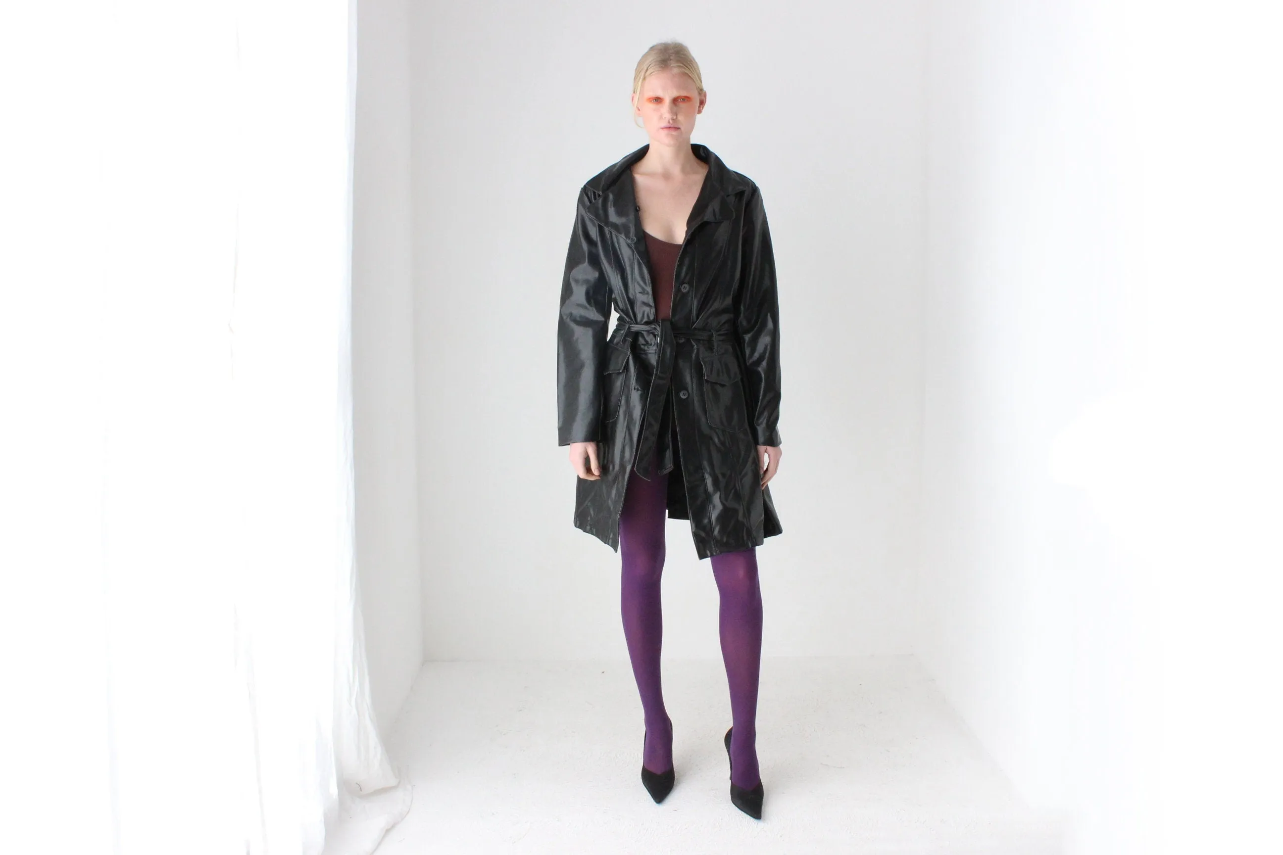 Y2K PVC Vegan Patent Trench Coat